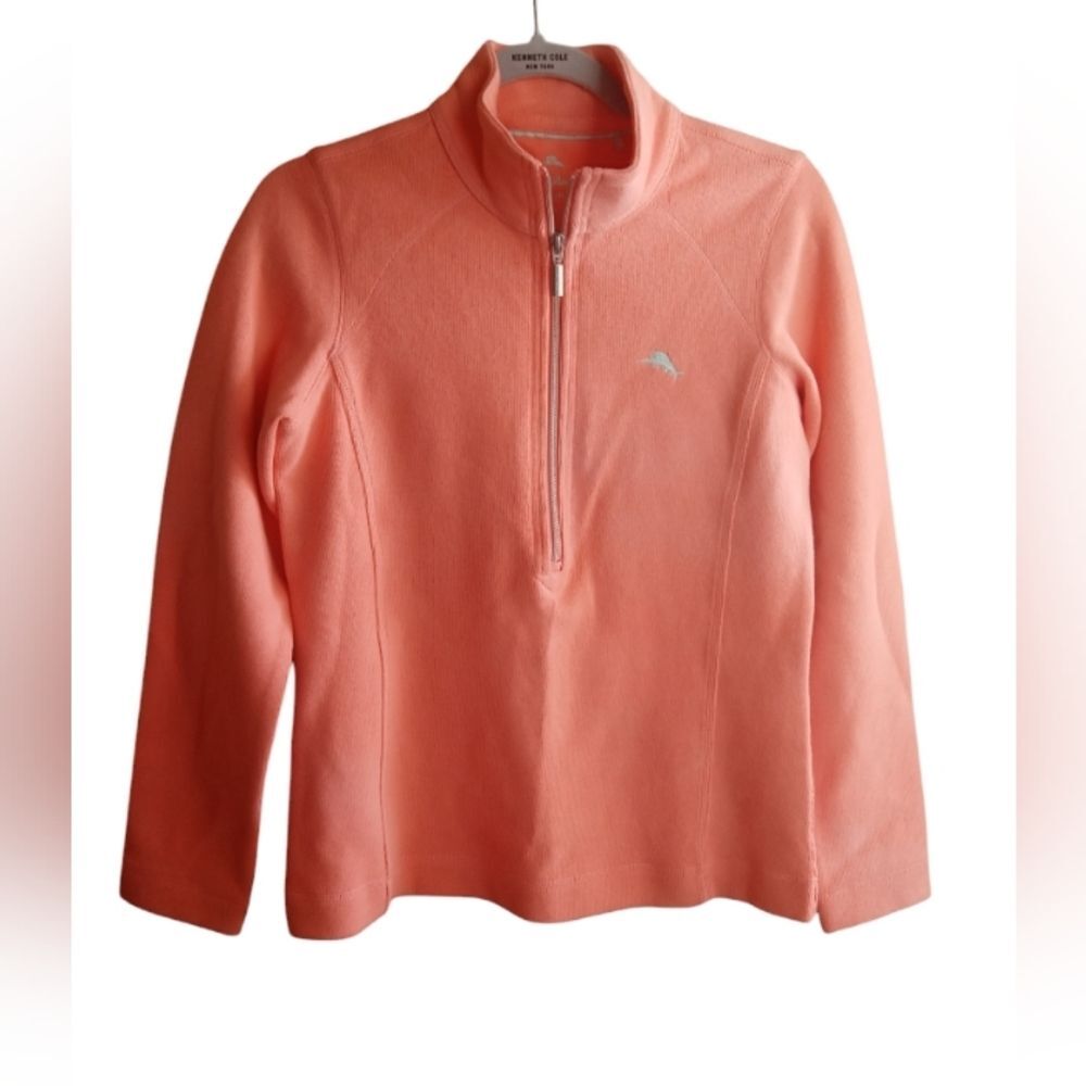 Tommy Bahama Aruba Quarter Zip Stretch Cotton Pullover in Coral Fusion Size S
